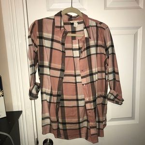 Pink plaid button down